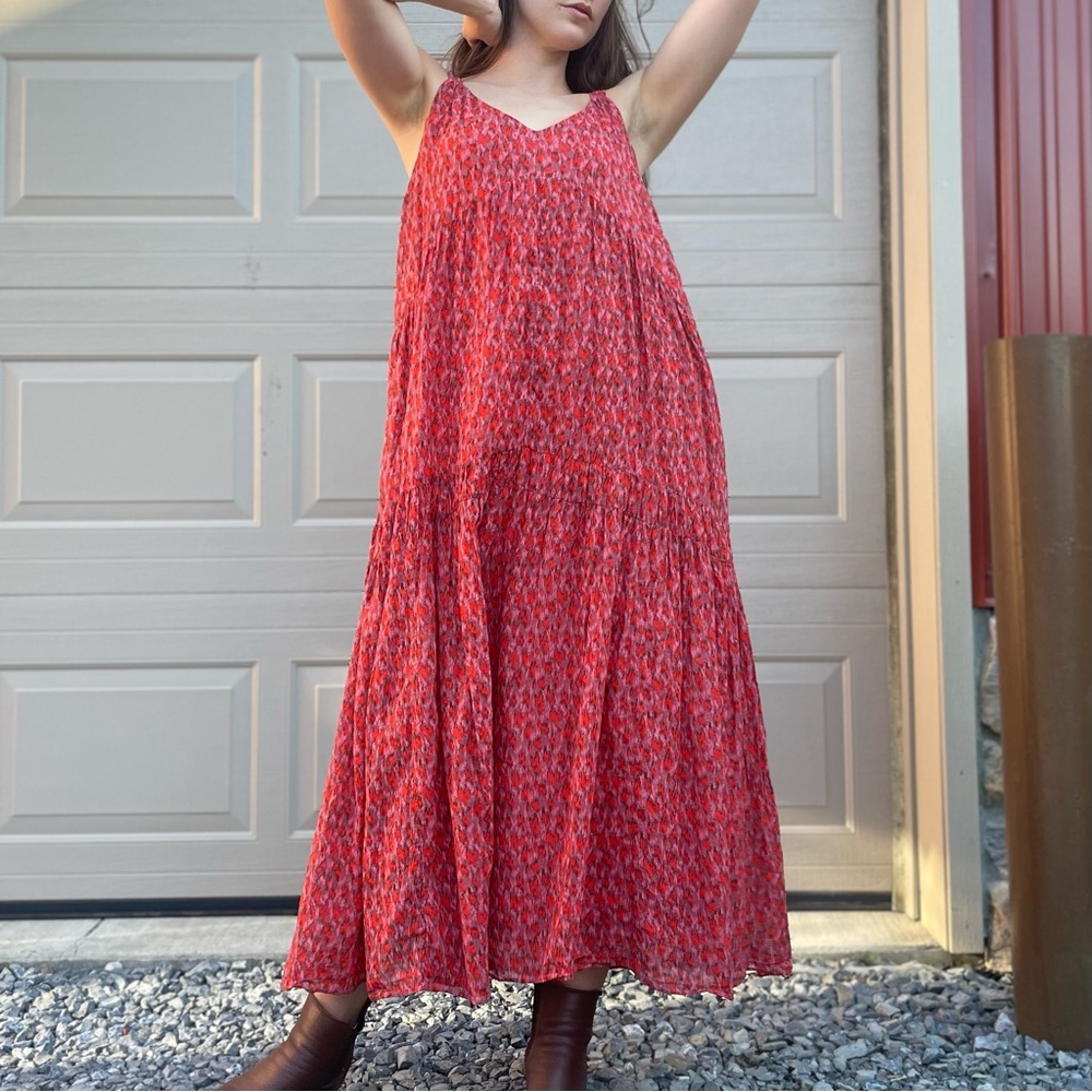 Joie 100% Cotton Bohemian Maxi Summer Sun Tank Dress Large - Picture 5 of 13